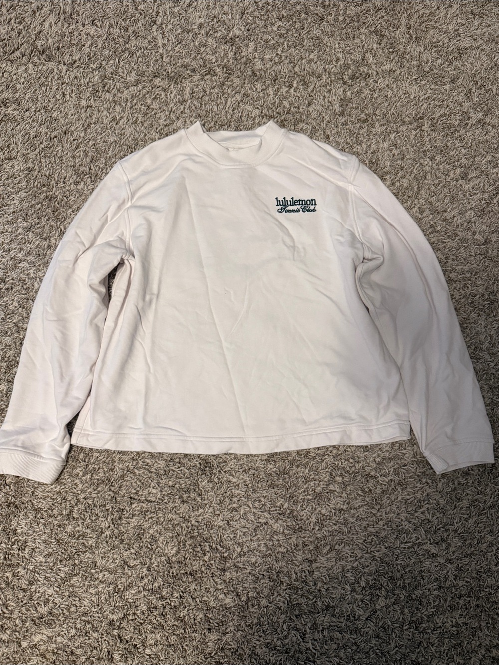 lululemon athletica White Crewneck Sweatshirt with Chest Logo